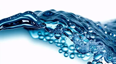 Blue Water Wave With Bubbles And Splashes