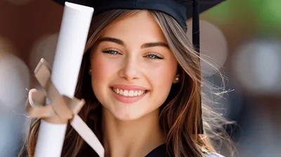 Young Female Graduate Smiling While Holding A Diploma