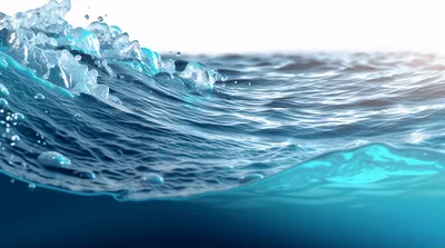 Blue Ocean Wave Splashing In Sunlight