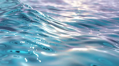 Abstract Blue Water Surface Rippling In Slow Motion