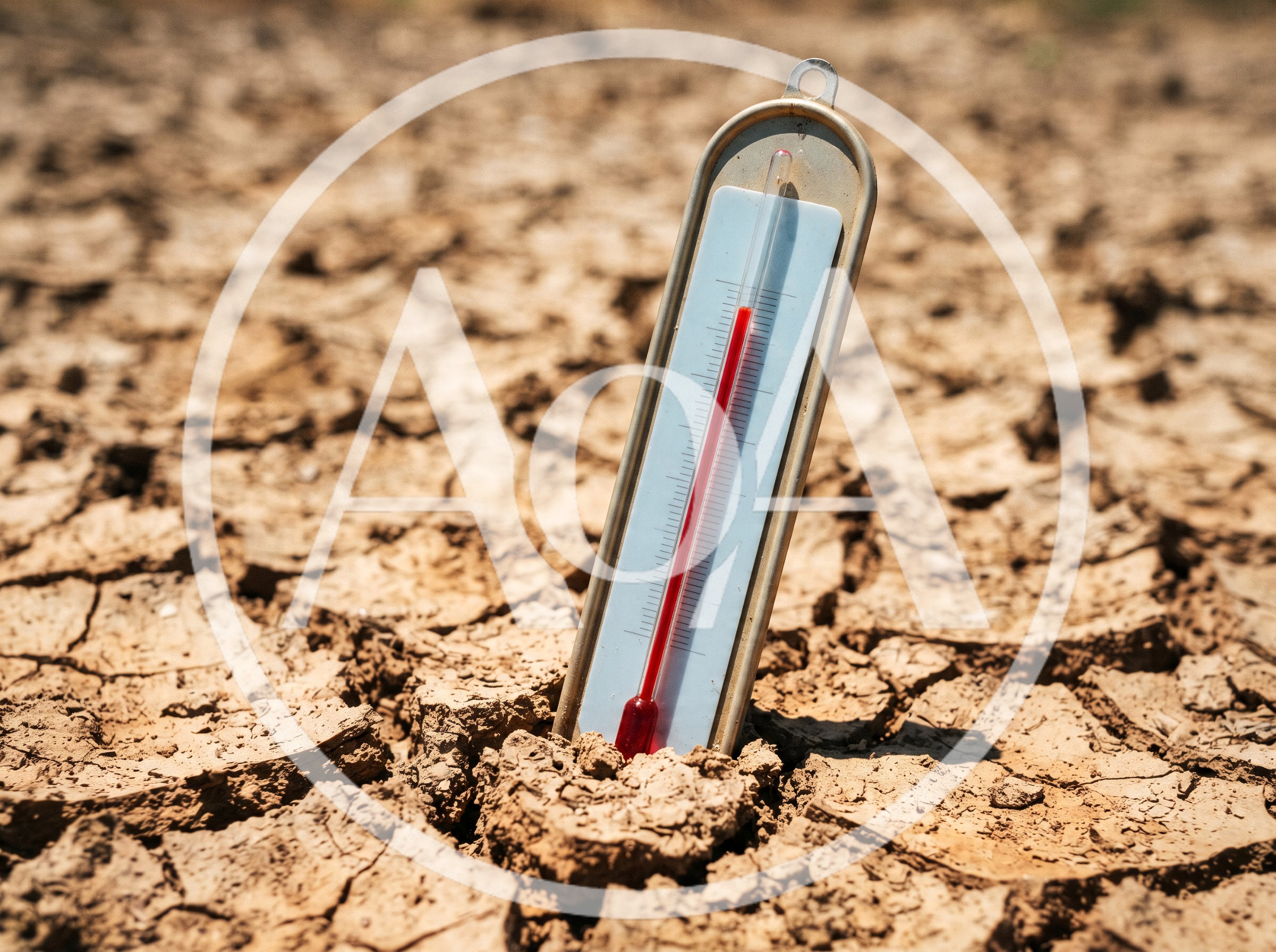 Thermometer Standing In Cracked Dry Earth