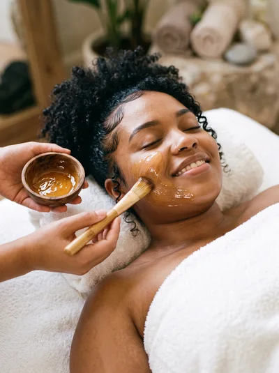 Professional Facial Treatment With Honey Mask Application