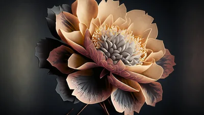 Stylized Digital Illustration Of A Blooming Peony Flower