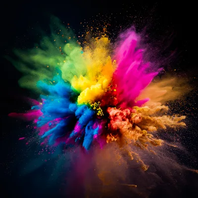 Vibrant Multi-Colored Powder Explosion On Black Background
