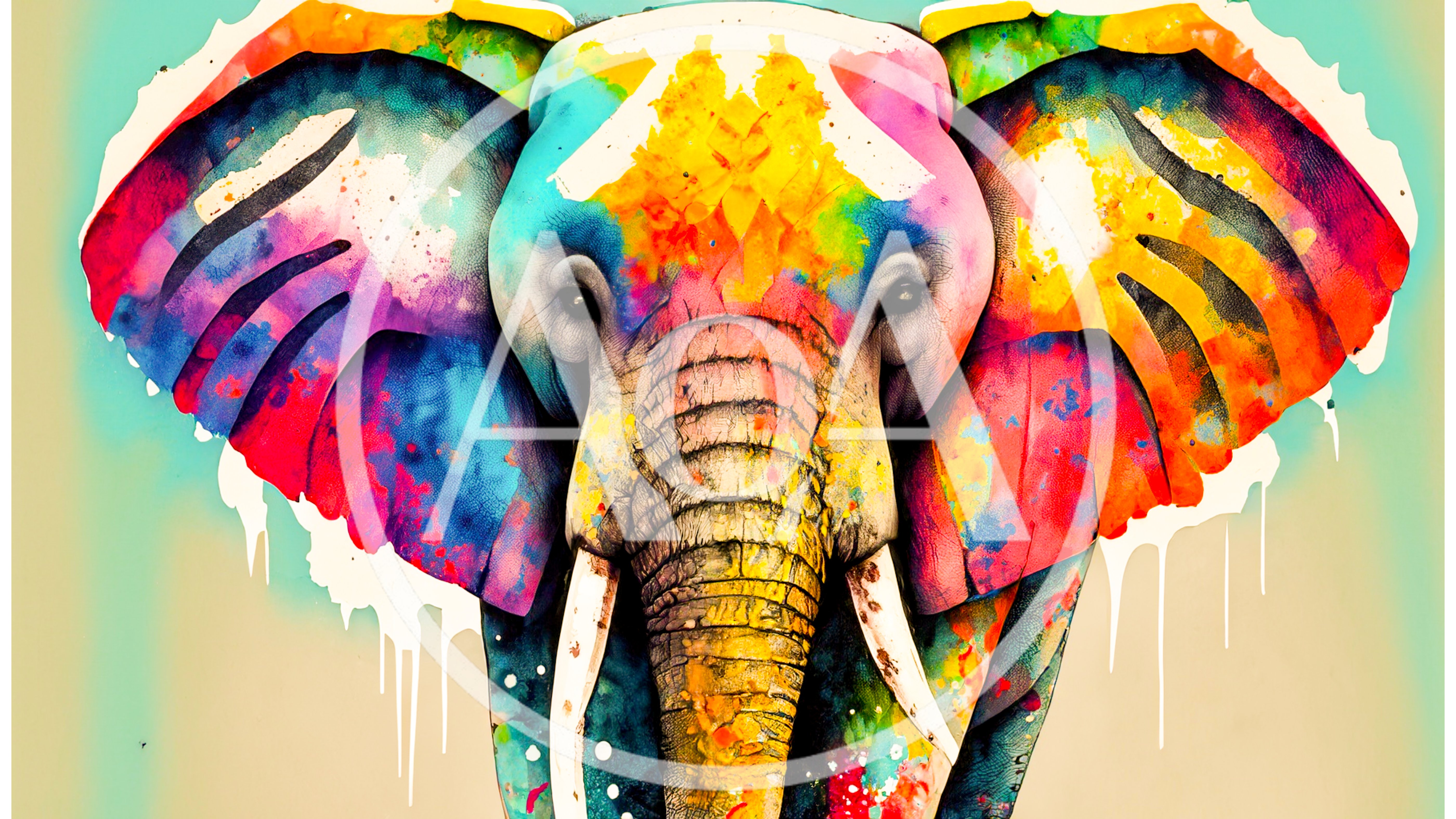 Colorful Watercolor Painting Of An Elephant Portrait