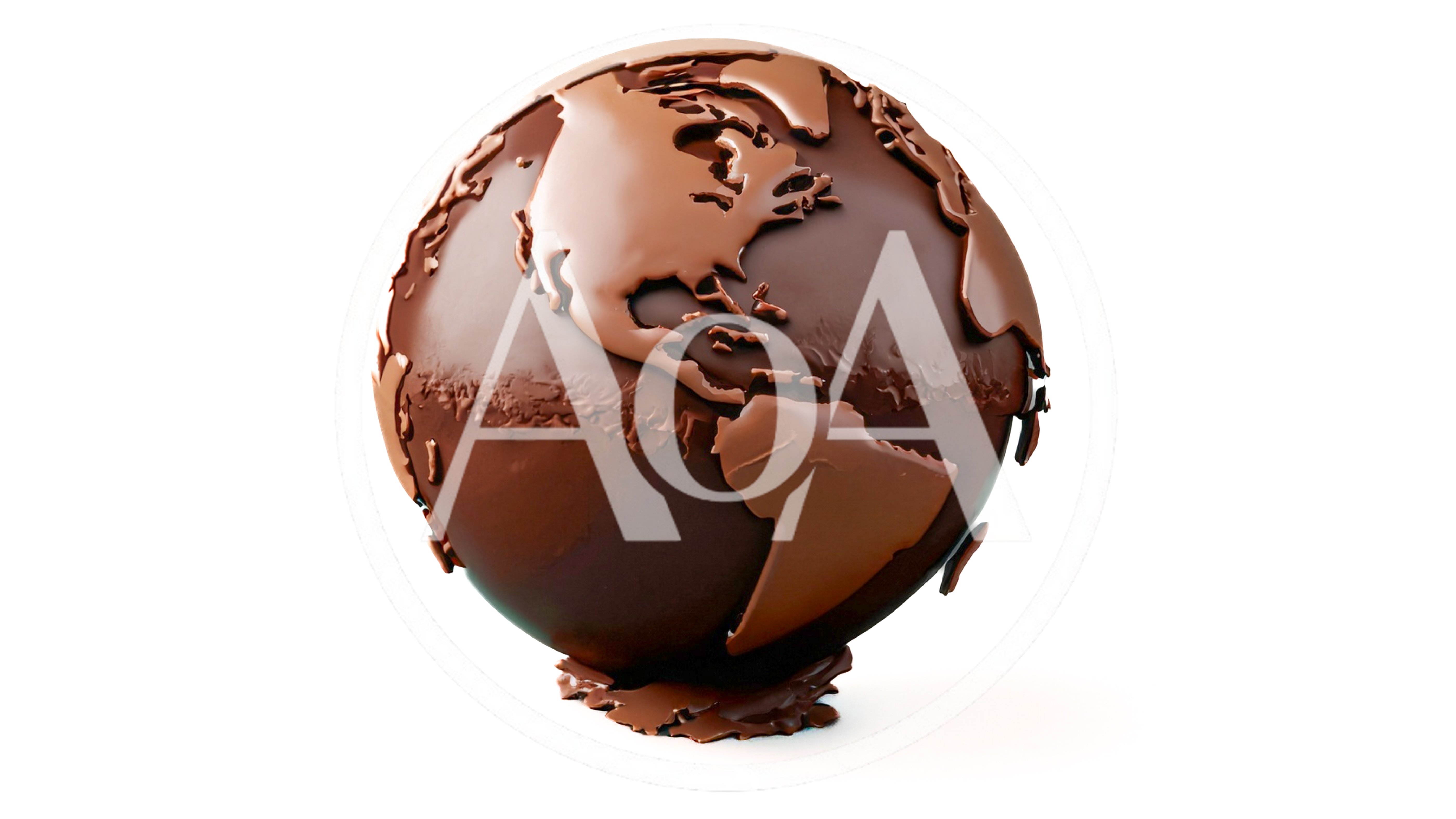 Chocolate Globe Sculpture Isolated On White Background