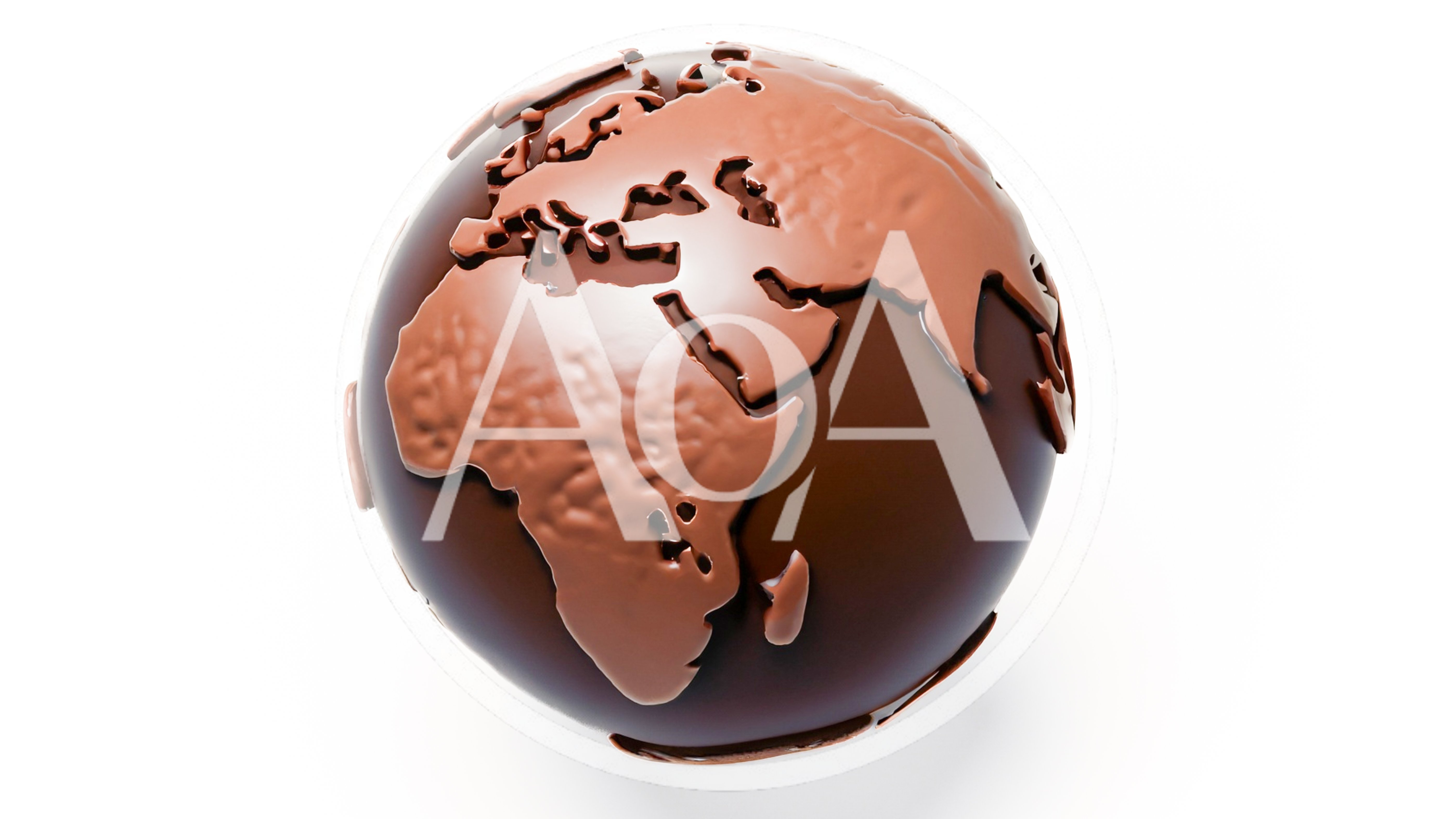 Chocolate Globe Rotating On A White Background
