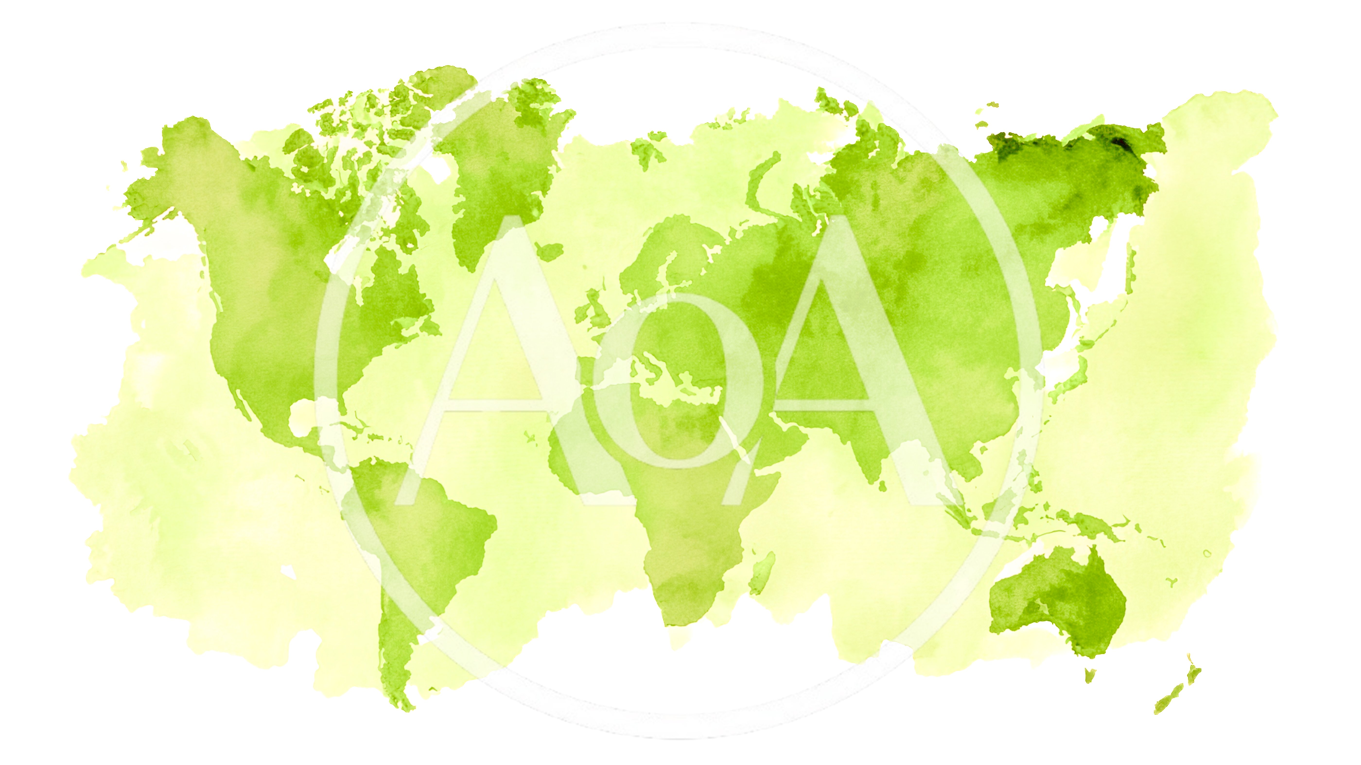 Watercolor World Map Illustration In Shades Of Green