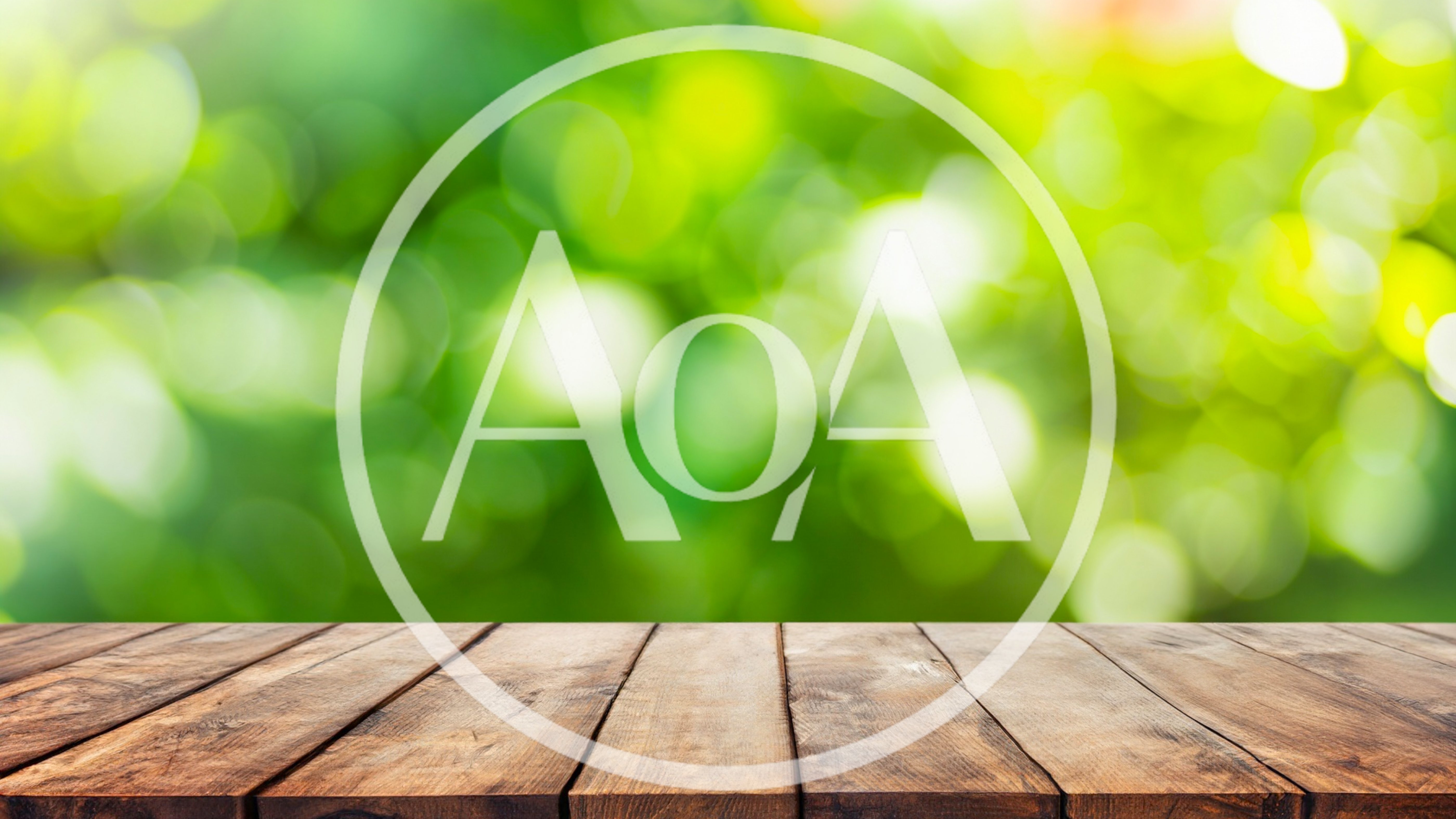 Empty Wooden Table Against Blurred Green Nature Background