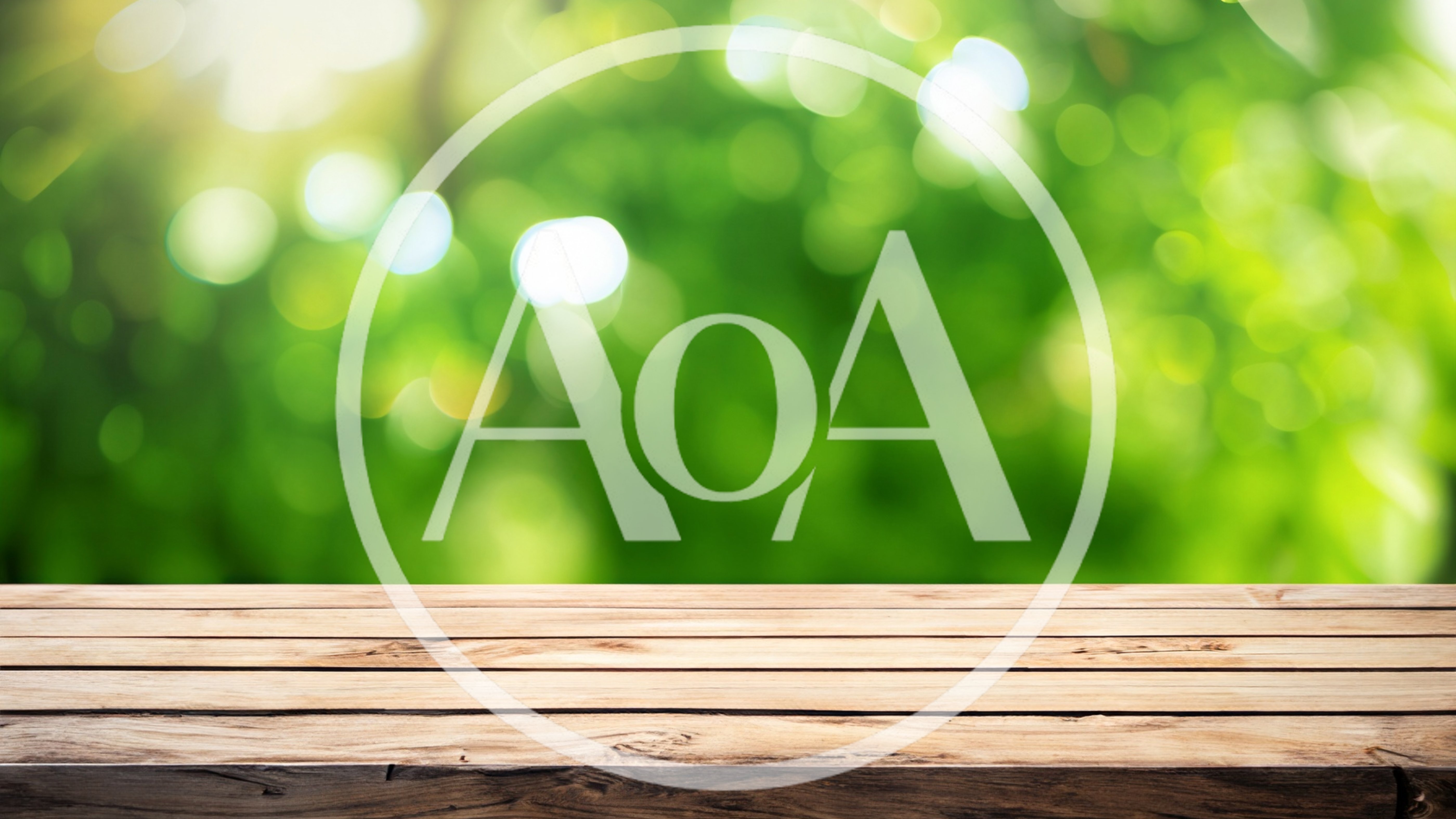 Empty Wooden Table Against Blurred Green Nature Background