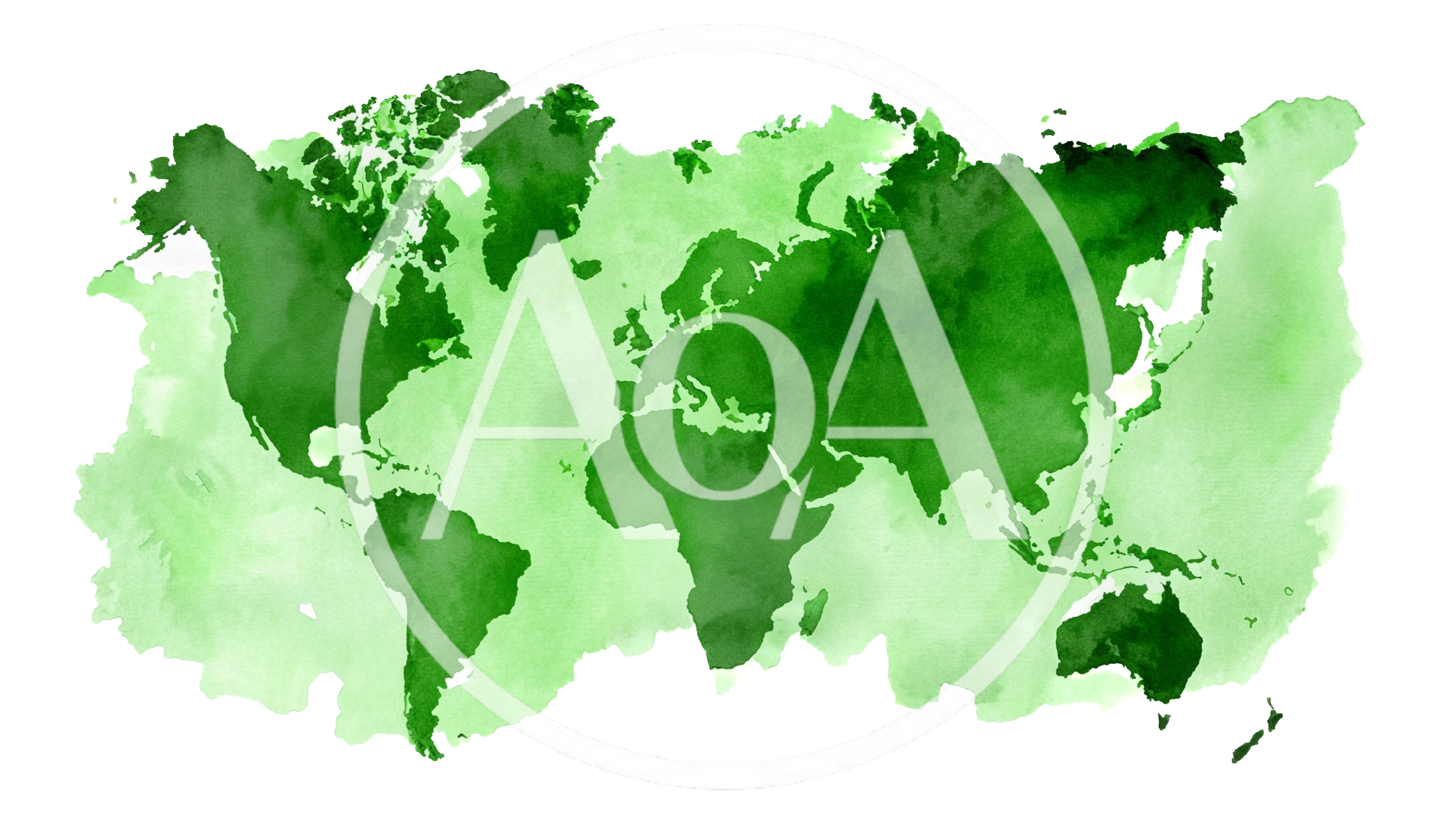 Watercolor World Map Illustration In Shades Of Green
