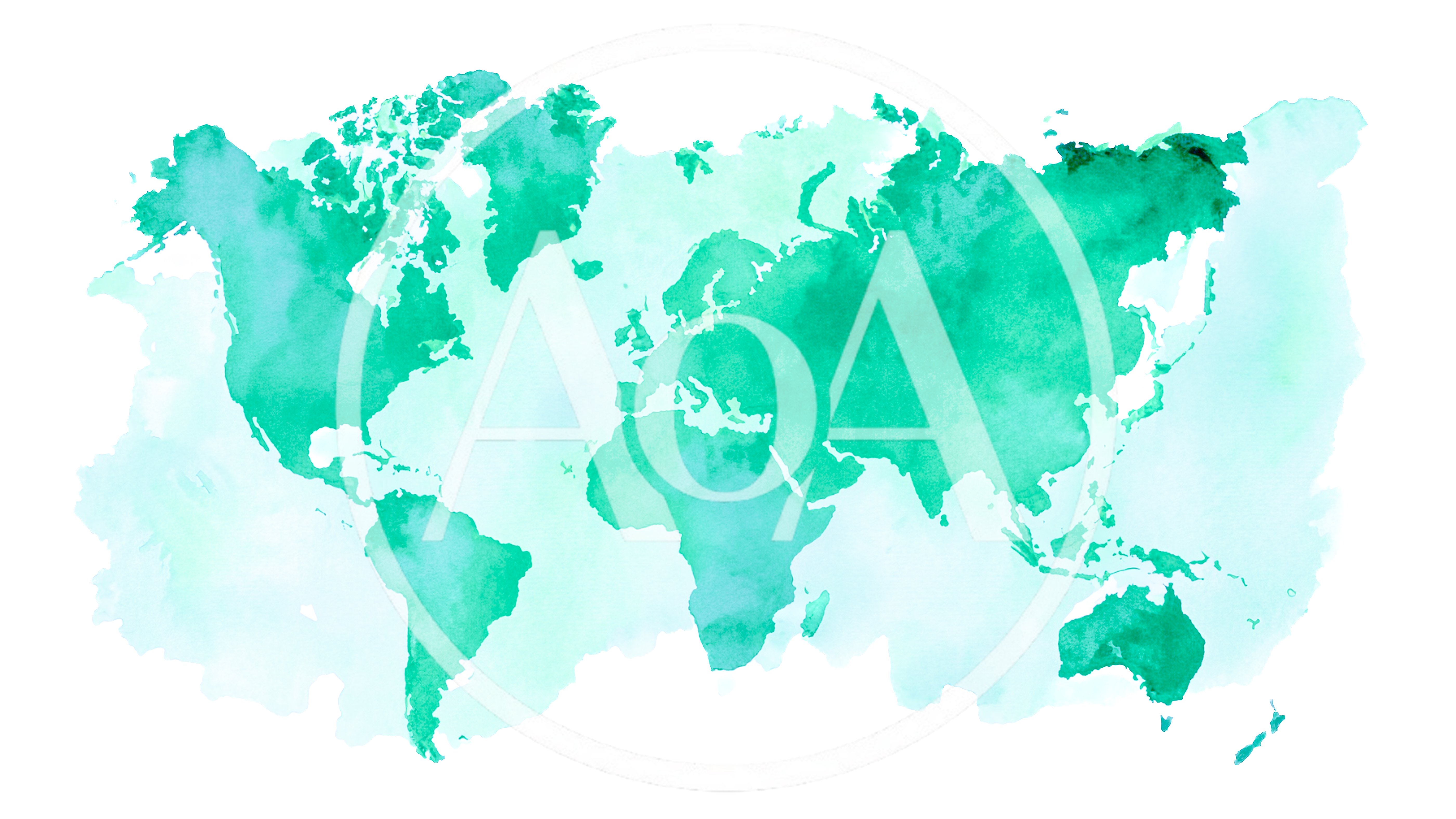 Watercolor World Map Illustration In Shades Of Green