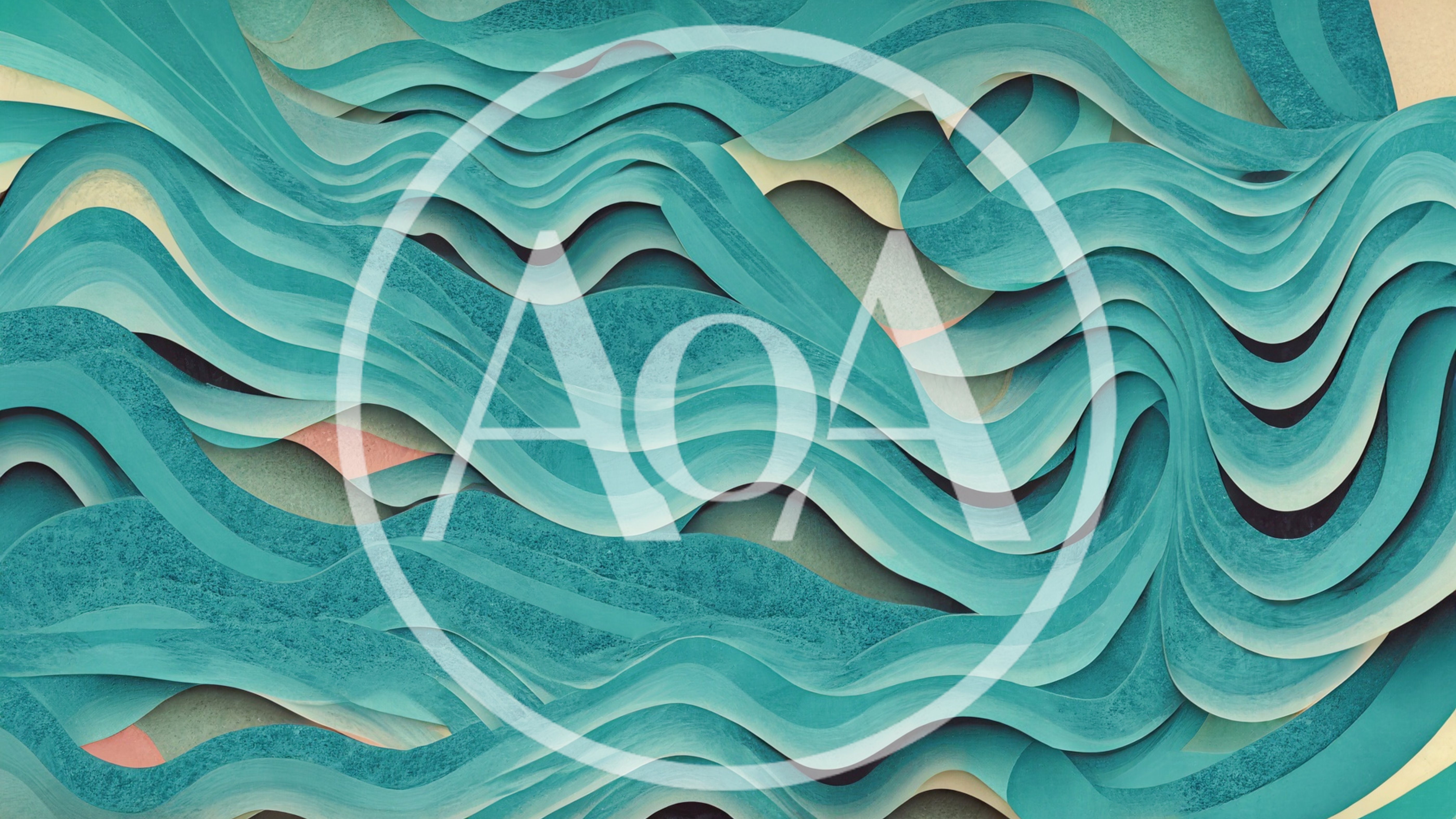Abstract Teal Wavy Paper Cutout Background
