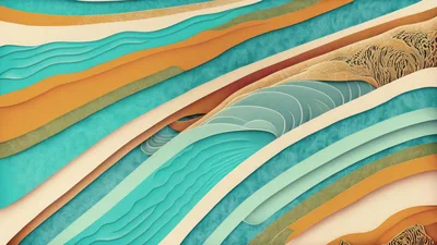 Abstract Layered Paper Cutout Landscape Design