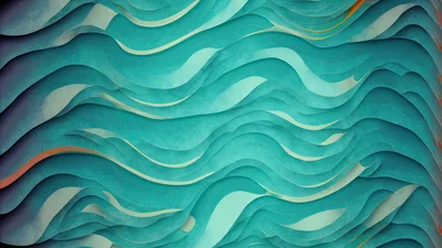 Abstract Teal Paper Cutout Wave Pattern Background