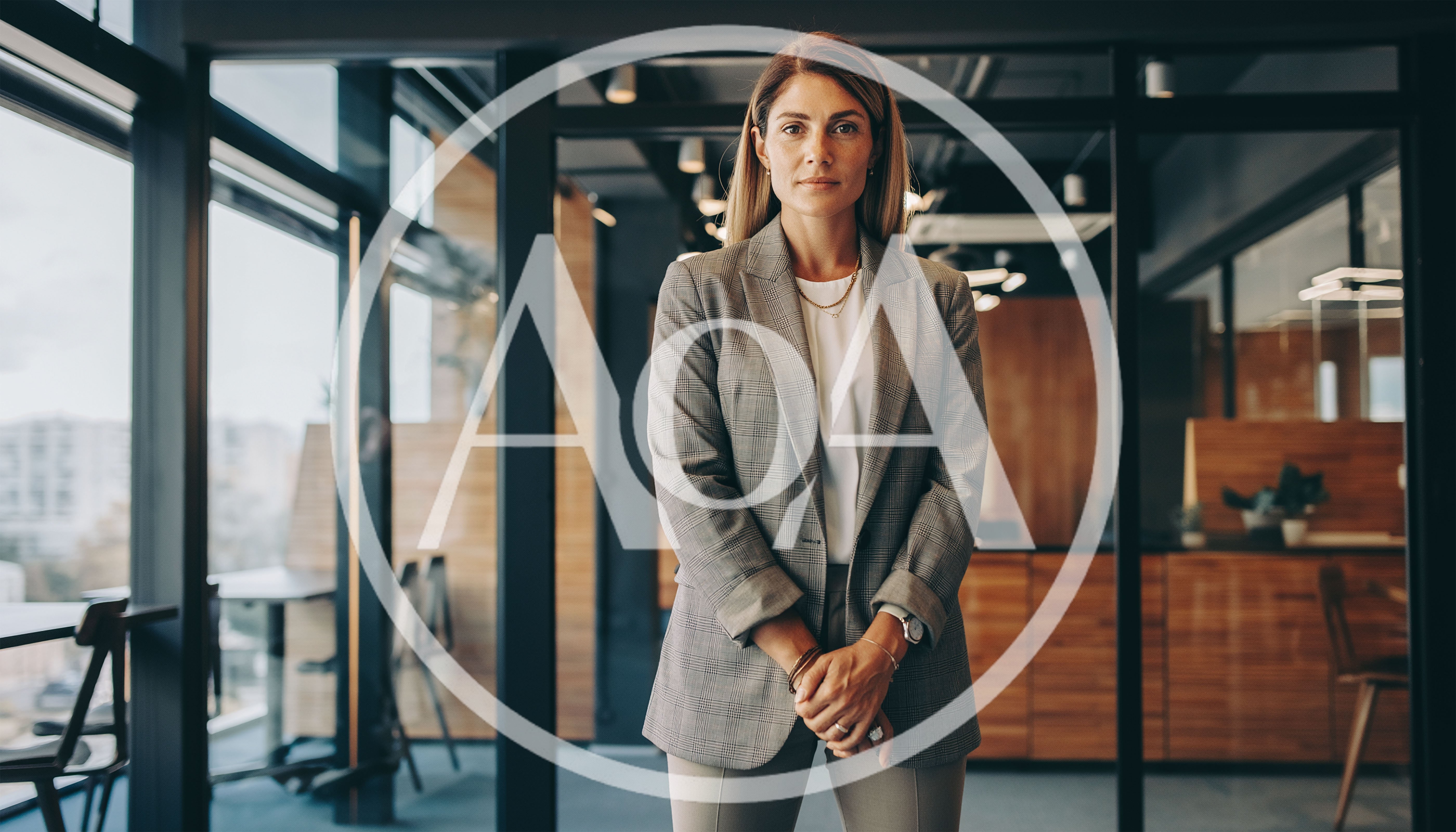 Professional Businesswoman Standing In A Modern Office