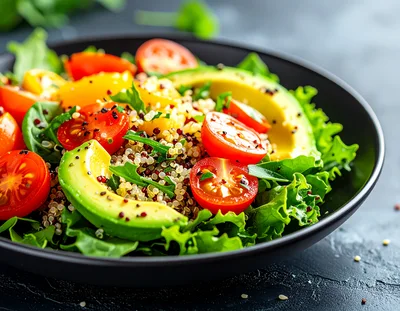 Fresh Quinoa Salad with Avocado and Cherry Tomatoes