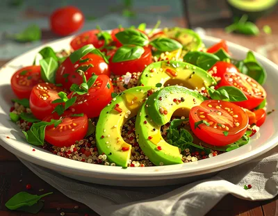Fresh Quinoa Salad With Avocado And Cherry Tomatoes