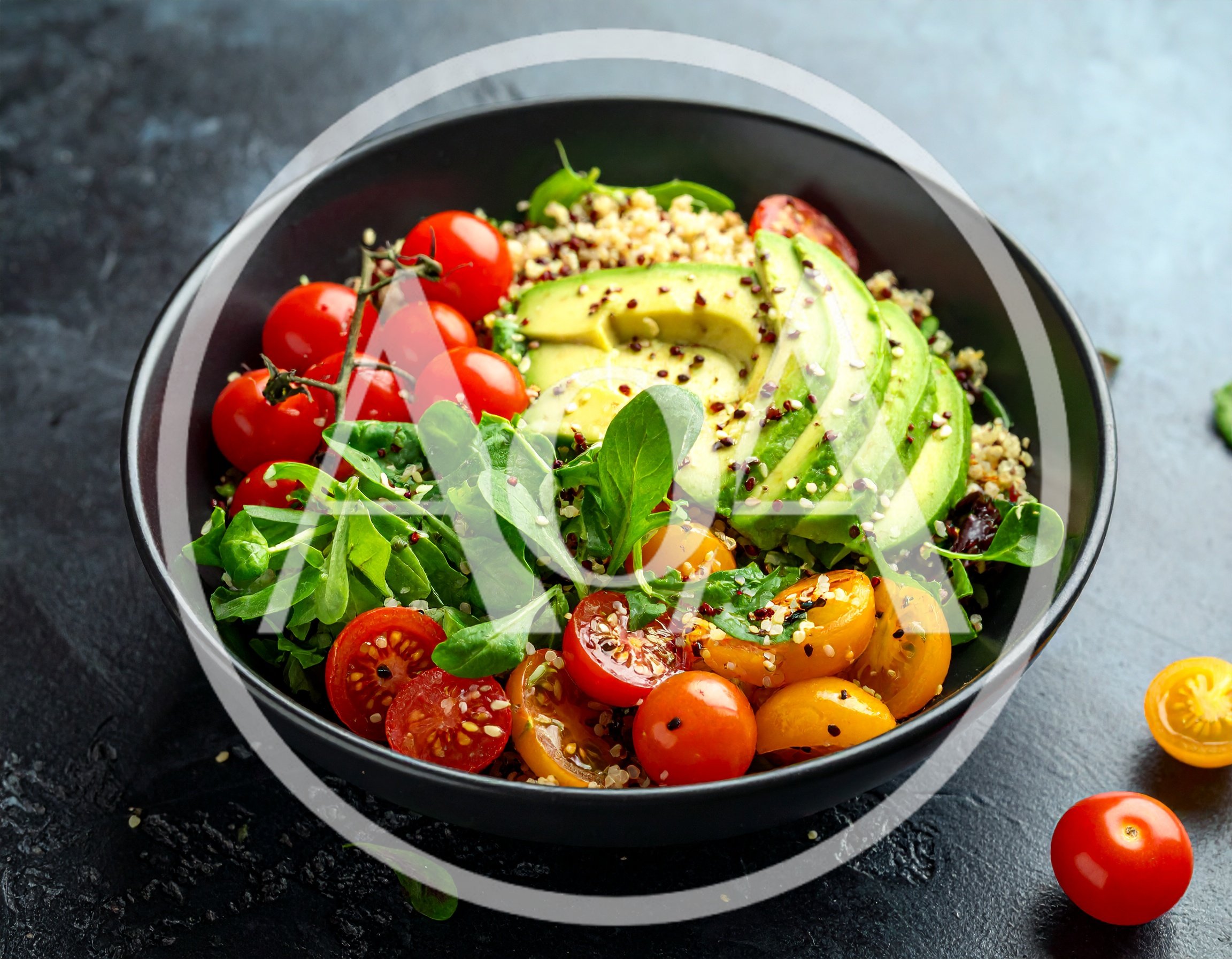 Healthy Quinoa Salad Bowl with Avocado and Tomatoes