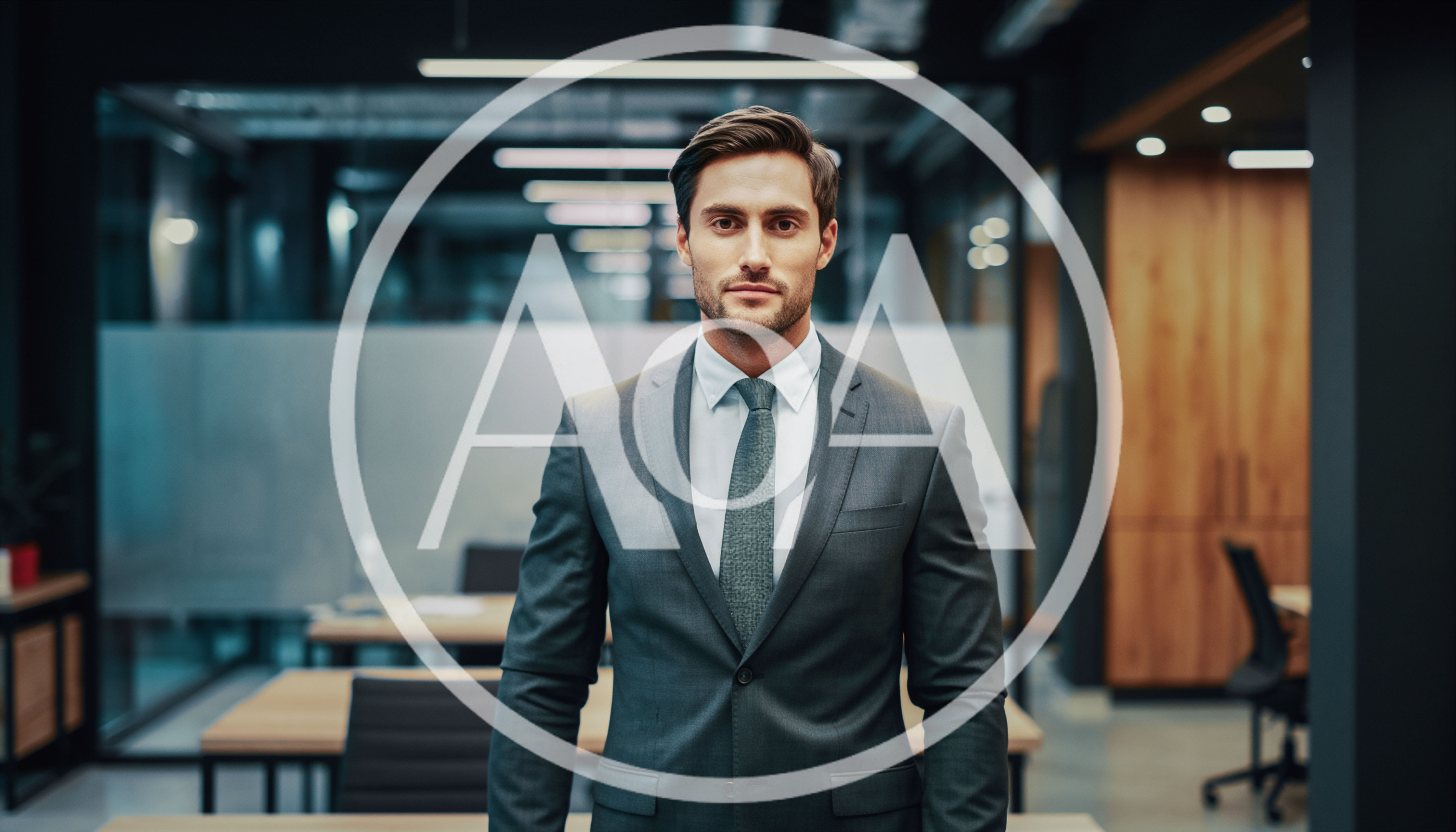 Professional Businessman Standing In Modern Office Interior
