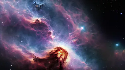 Vibrant Deep Space Nebula With Glowing Star Clusters