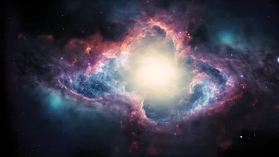 Glowing Nebula With Vibrant Cosmic Gas Clouds