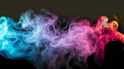 Vibrant Multi-Colored Smoke Swirls Against Black Background