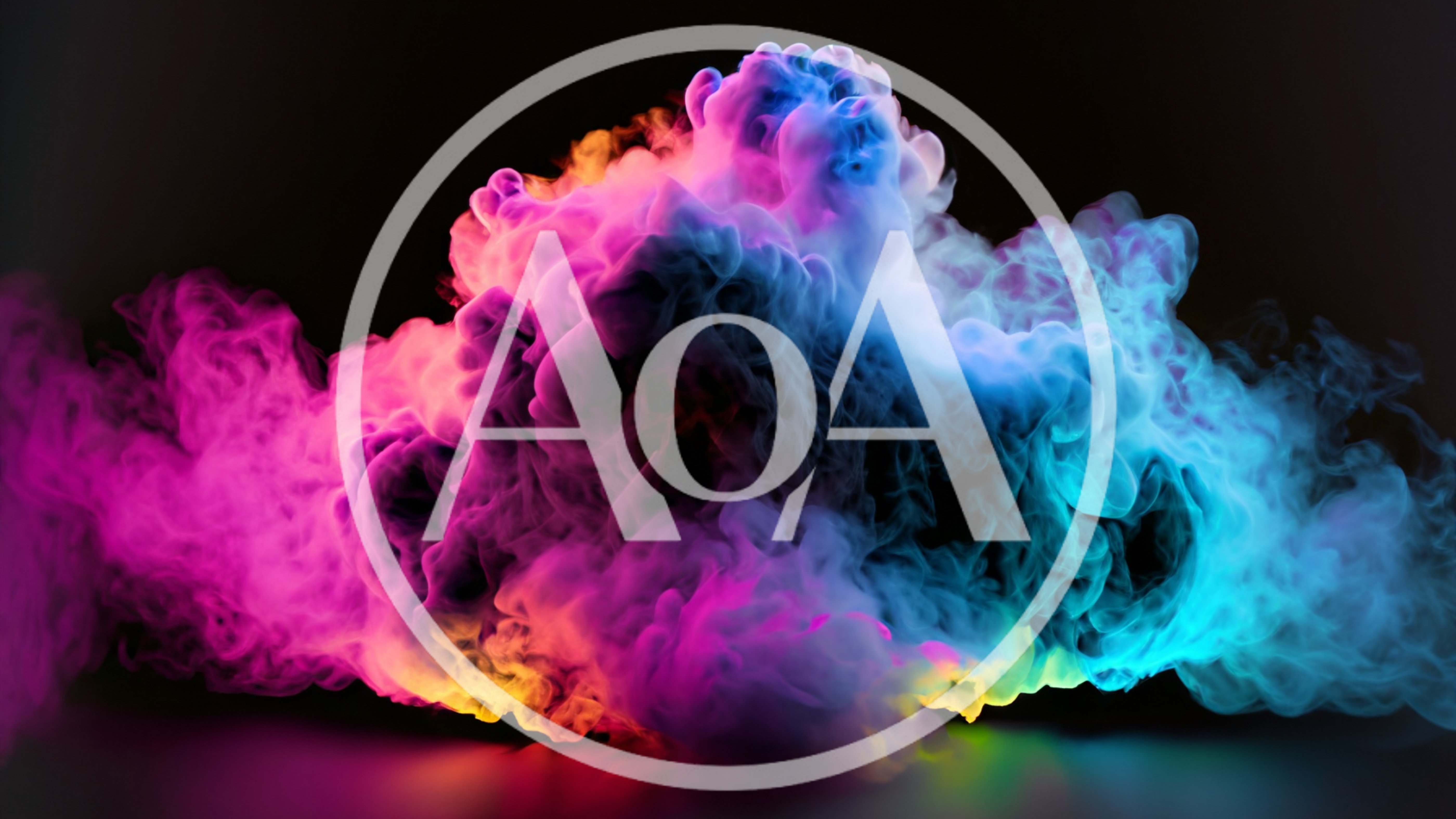 Vibrant Neon Colored Smoke Cloud Against Black Background
