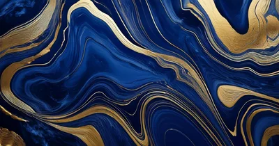 Abstract Blue And Gold Liquid Marble Texture