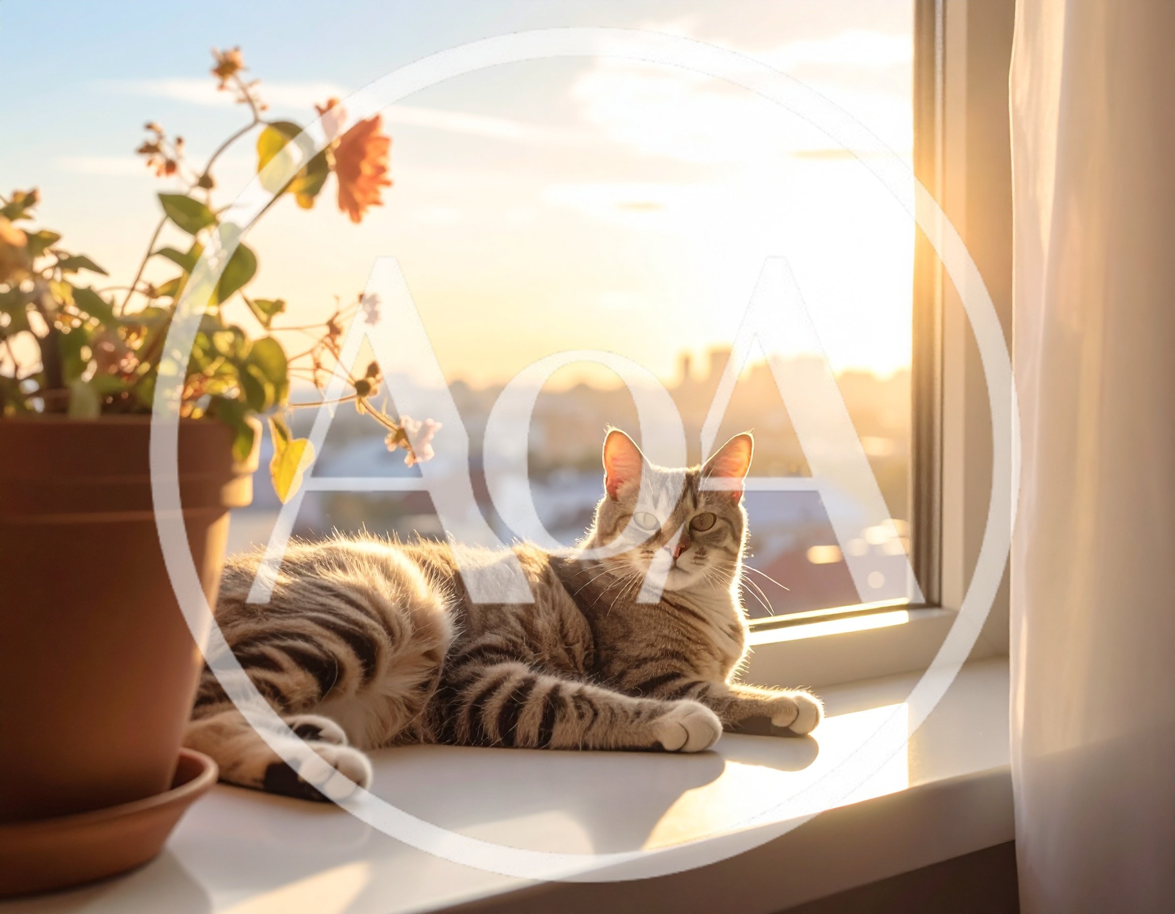 Tabby Cat Resting on a Sunny Windowsill