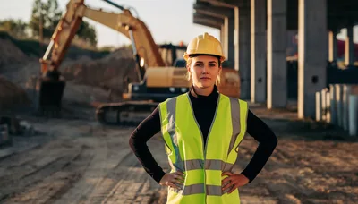 Female Construction Engineer Standing at Building Site