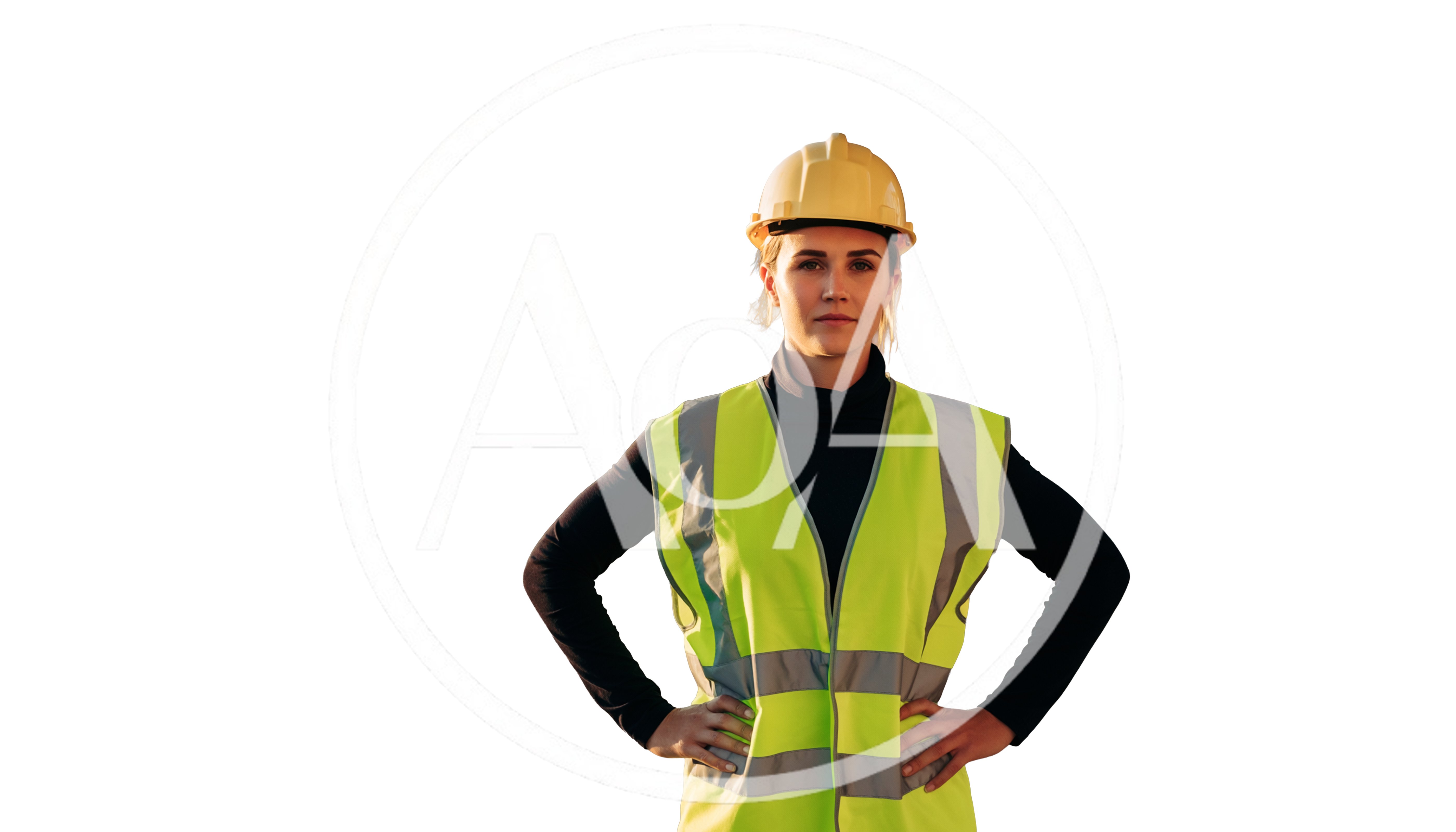 Female Construction Worker Wearing Safety Vest And Hard Hat