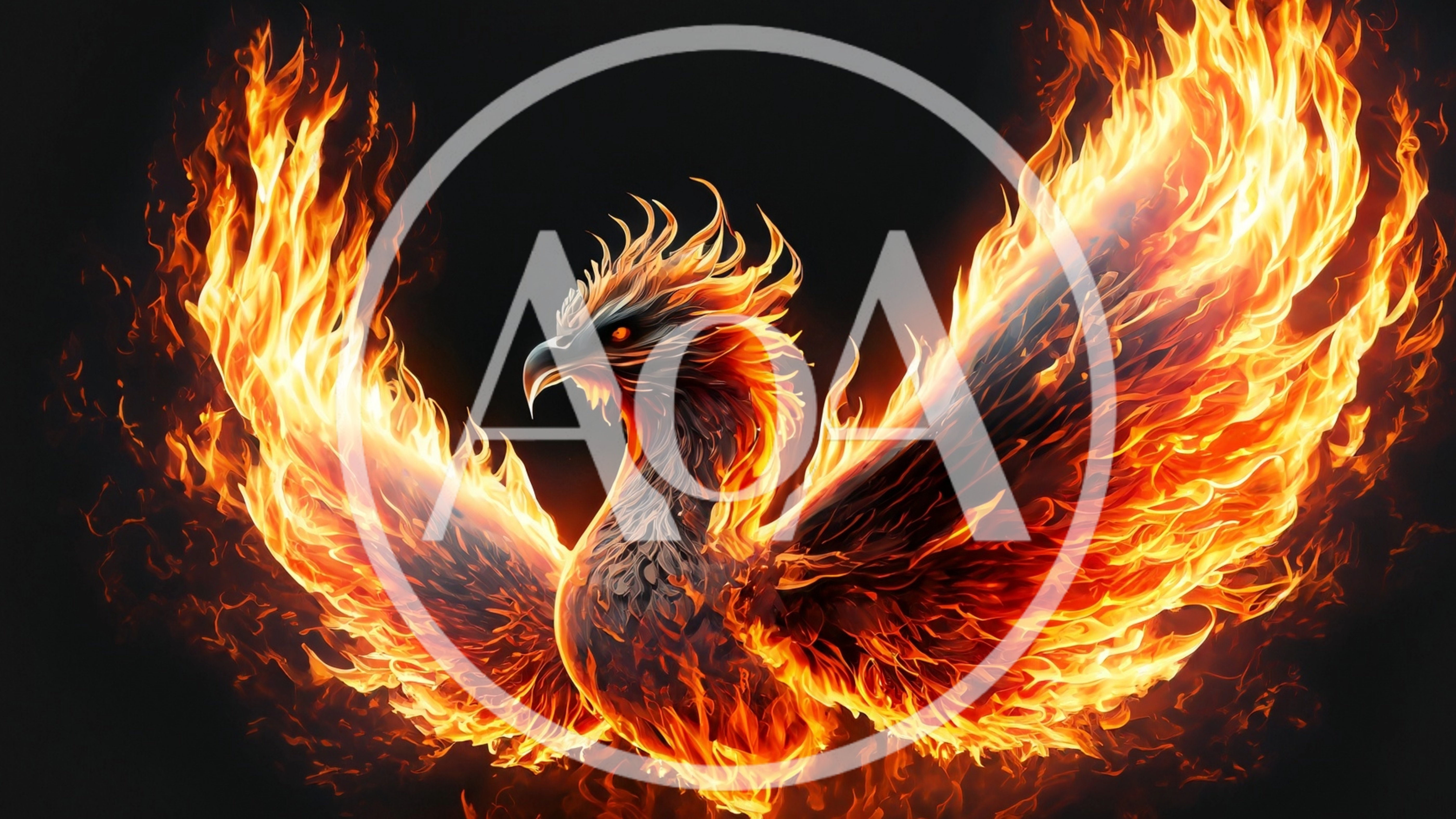 Majestic Phoenix Bird Rising From Intense Fire
