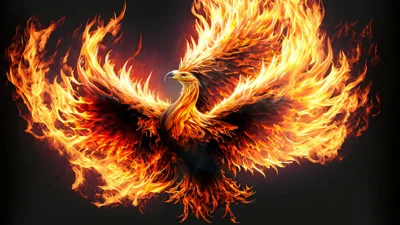 Majestic Phoenix Bird Made Of Blazing Fire