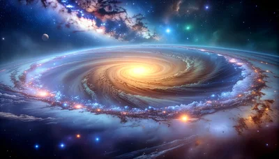 Spiral Galaxy Rotating In Deep Space