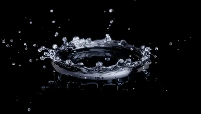 Water Crown Splash Isolated On Black Background
