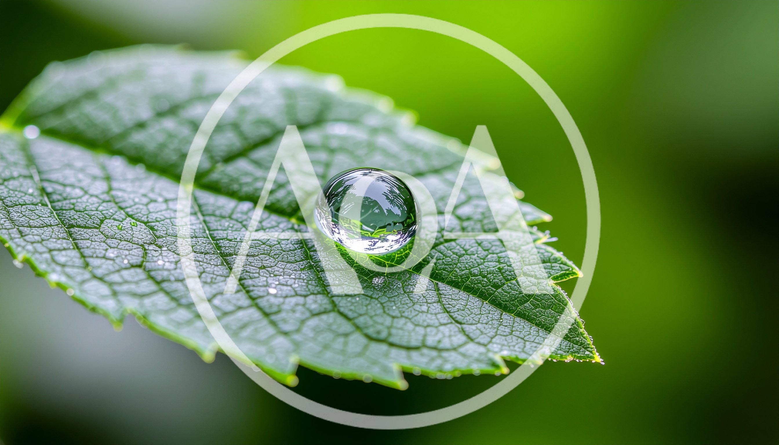 Single Dewdrop Resting On A Vibrant Green Leaf