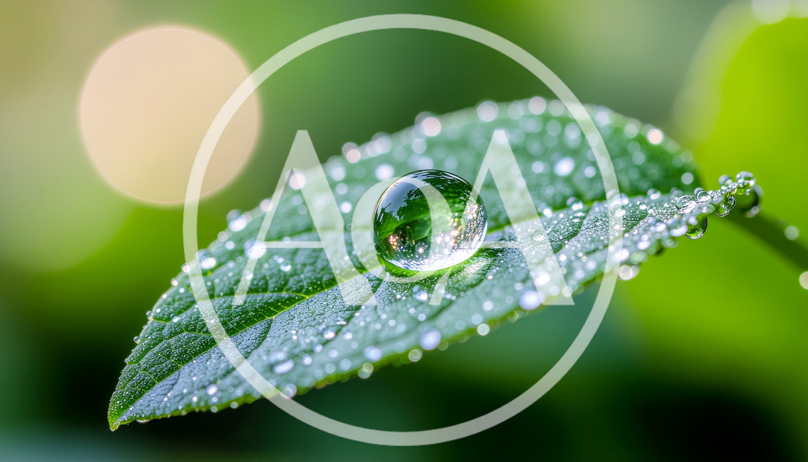 Dew Drop Resting on a Vibrant Green Leaf