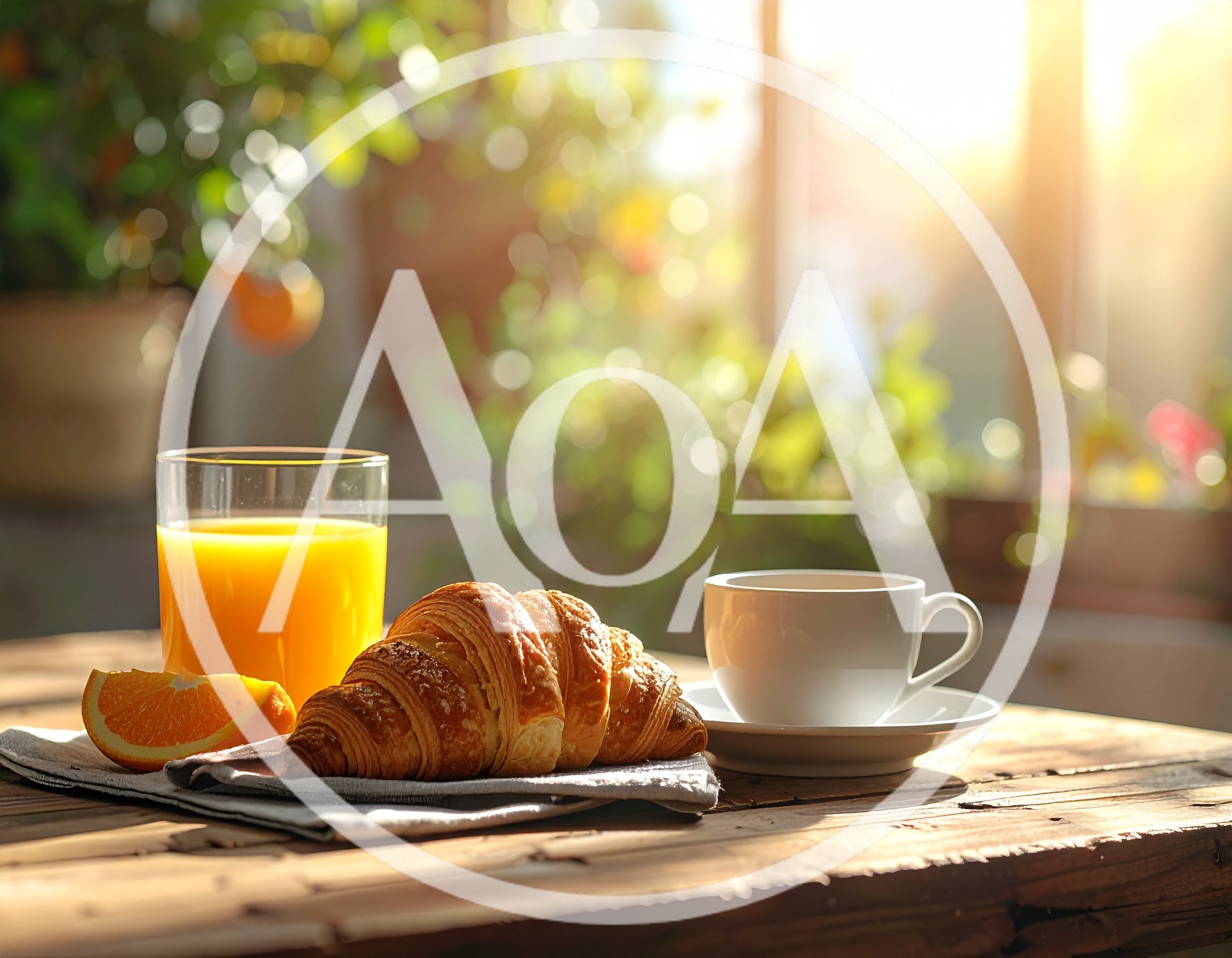 Breakfast Croissant With Orange Juice And Coffee