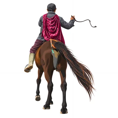 Gaucho Riding Horse With Whip Isolated On White