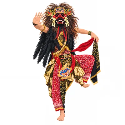 Balinese Barong Dancer Performing Traditional Ritual Dance