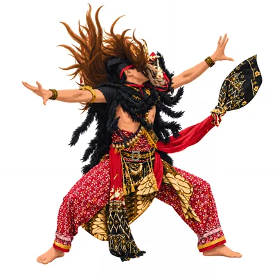 Balinese Barong Dancer Performing Traditional Ritual Dance