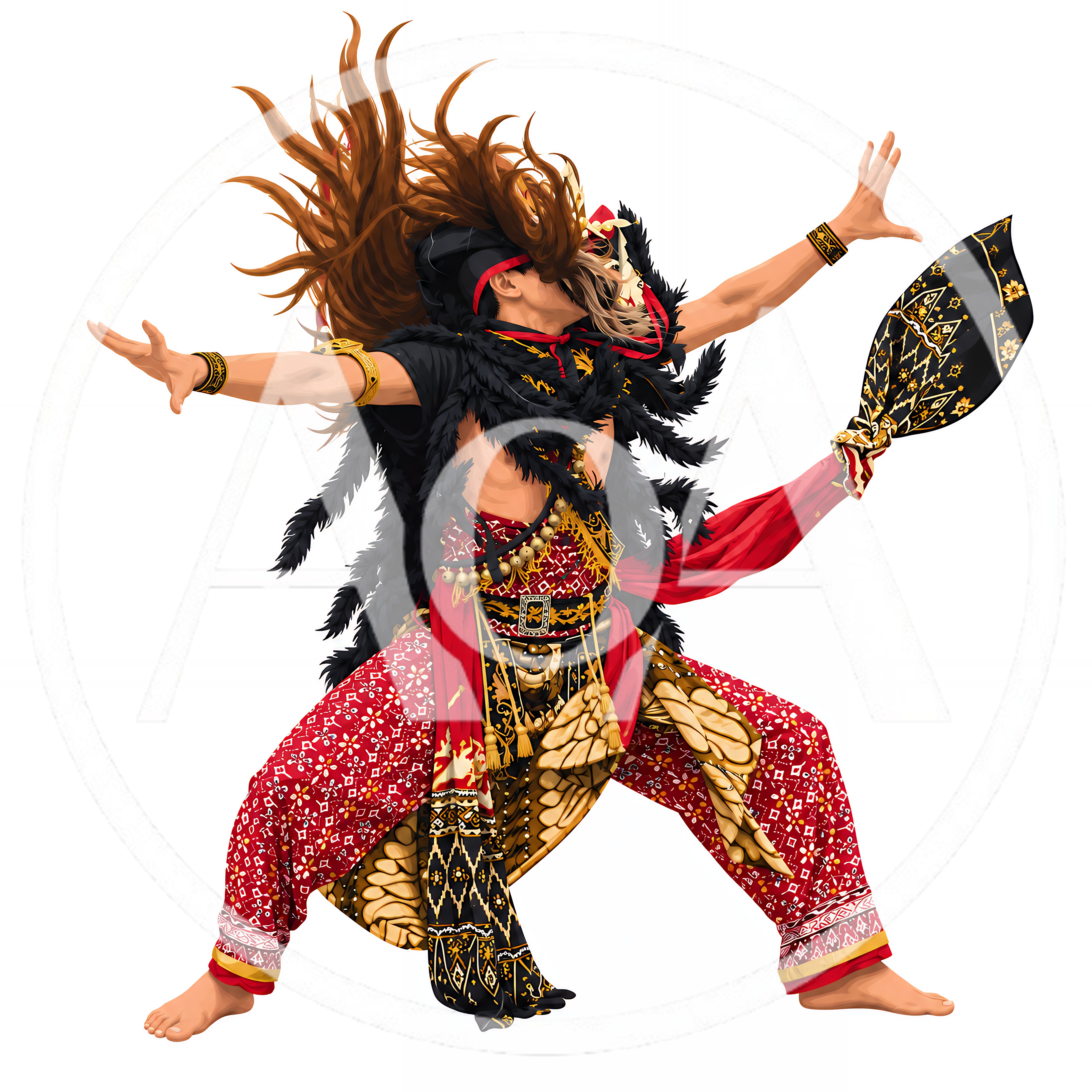 Balinese Barong Dancer Performing Traditional Ritual Dance