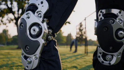 Person Wearing Advanced Robotic Knee Exoskeleton Brace