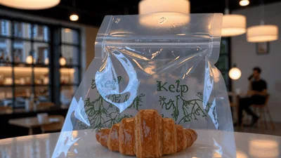 Fresh Croissant Inside Kelp Branded Plastic Bag