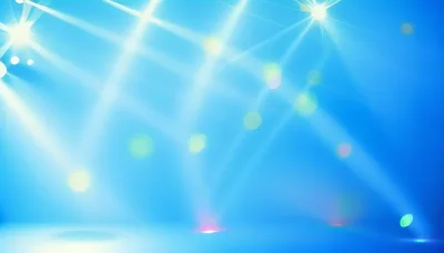 Bright Blue Stage Lighting With Lens Flare Effects