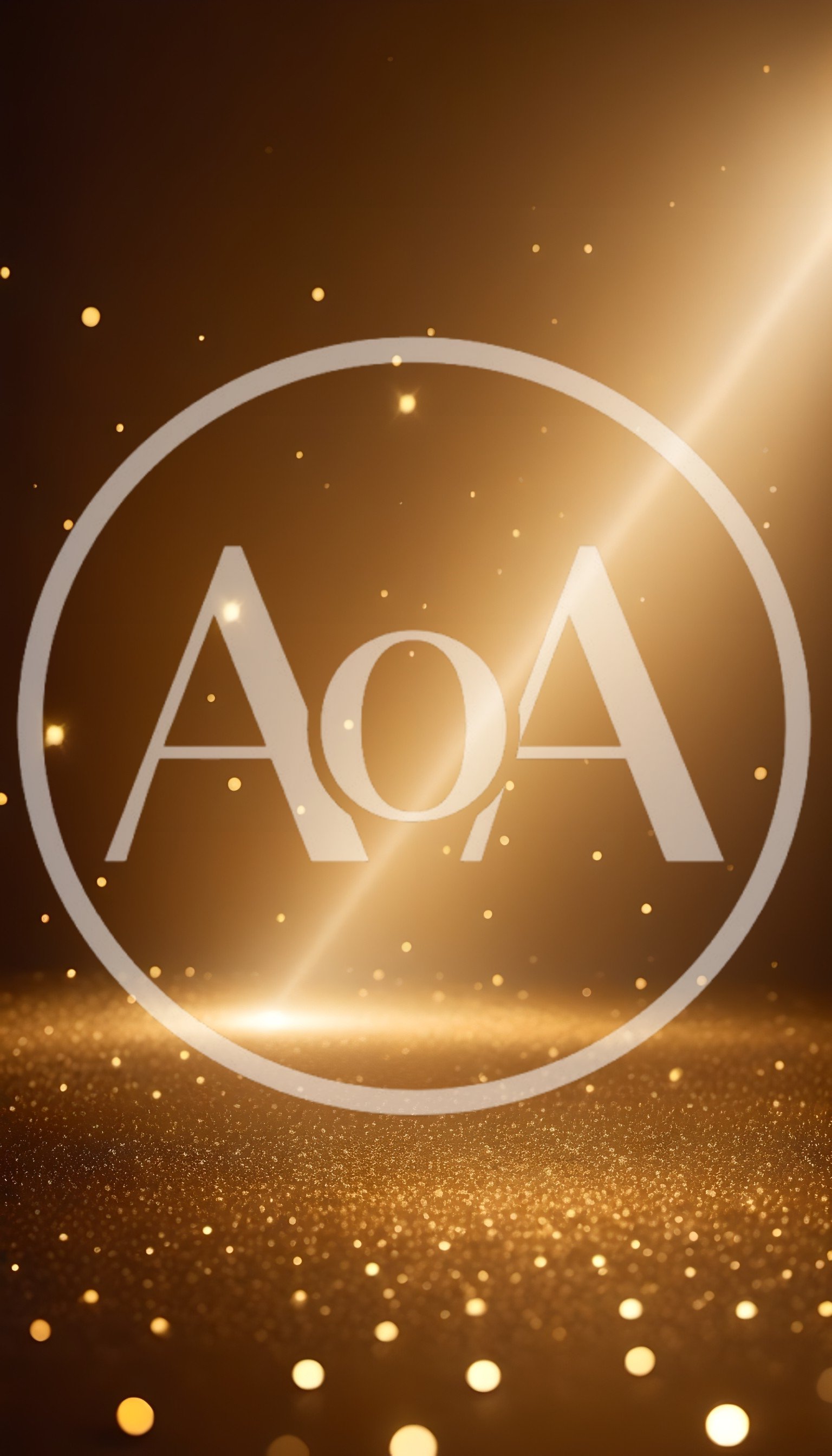 Golden Glitter Background With Light Beam And Particles