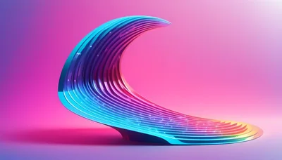 Abstract Iridescent Wave Sculpture On Gradient Background