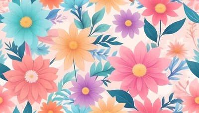 Seamless Floral Pattern With Vibrant Colorful Flowers