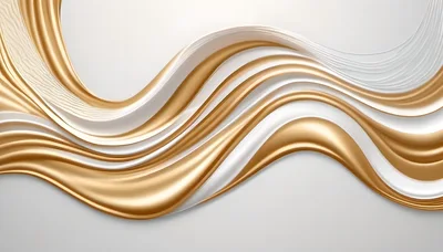Abstract Gold And White Fluid Wave Background
